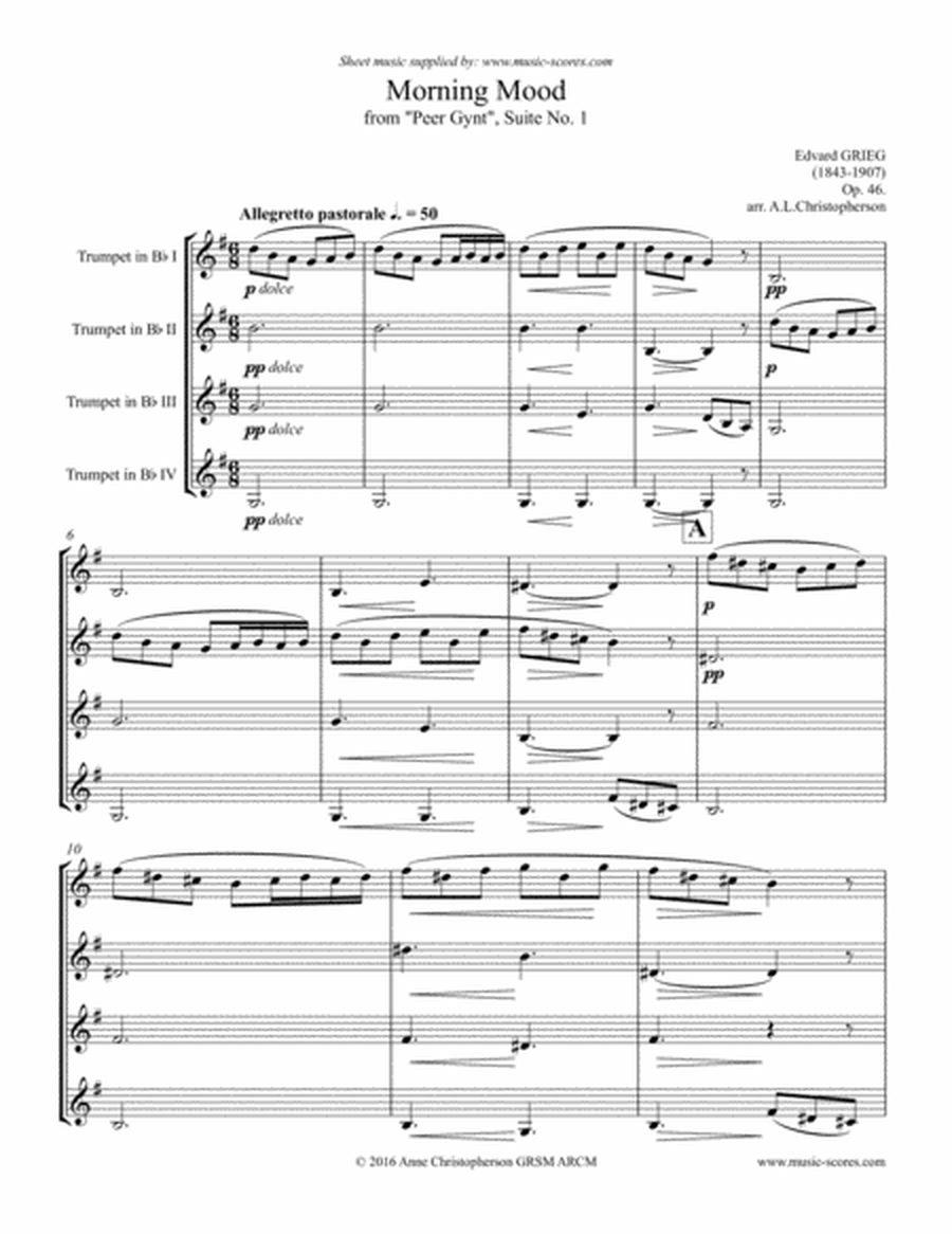 Morning Mood: Op.46, No.1: Trumpet Quartet image number null