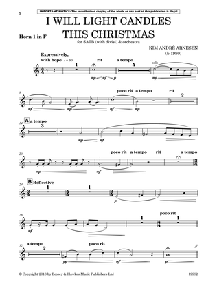 Book cover for I Will Light Candles This Christmas (Full Orchestration) - Horn 1 in F