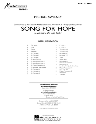 Book cover for Song For Hope - Full Score
