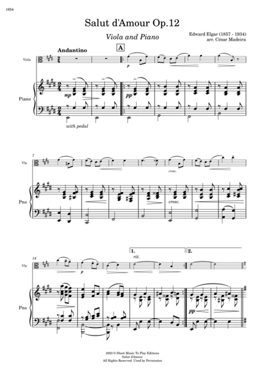 Salut d'Amour by Elgar - Viola and Piano (Full Score) image number null