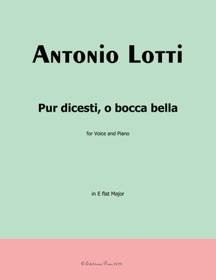 Book cover for Pur dicesti,o bocca bella, by Antonio Lotti, in E flat Major