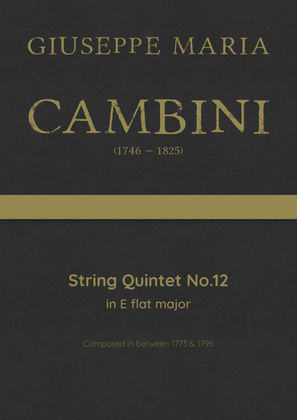 Book cover for Cambini - String Quintet No.12 in E flat major