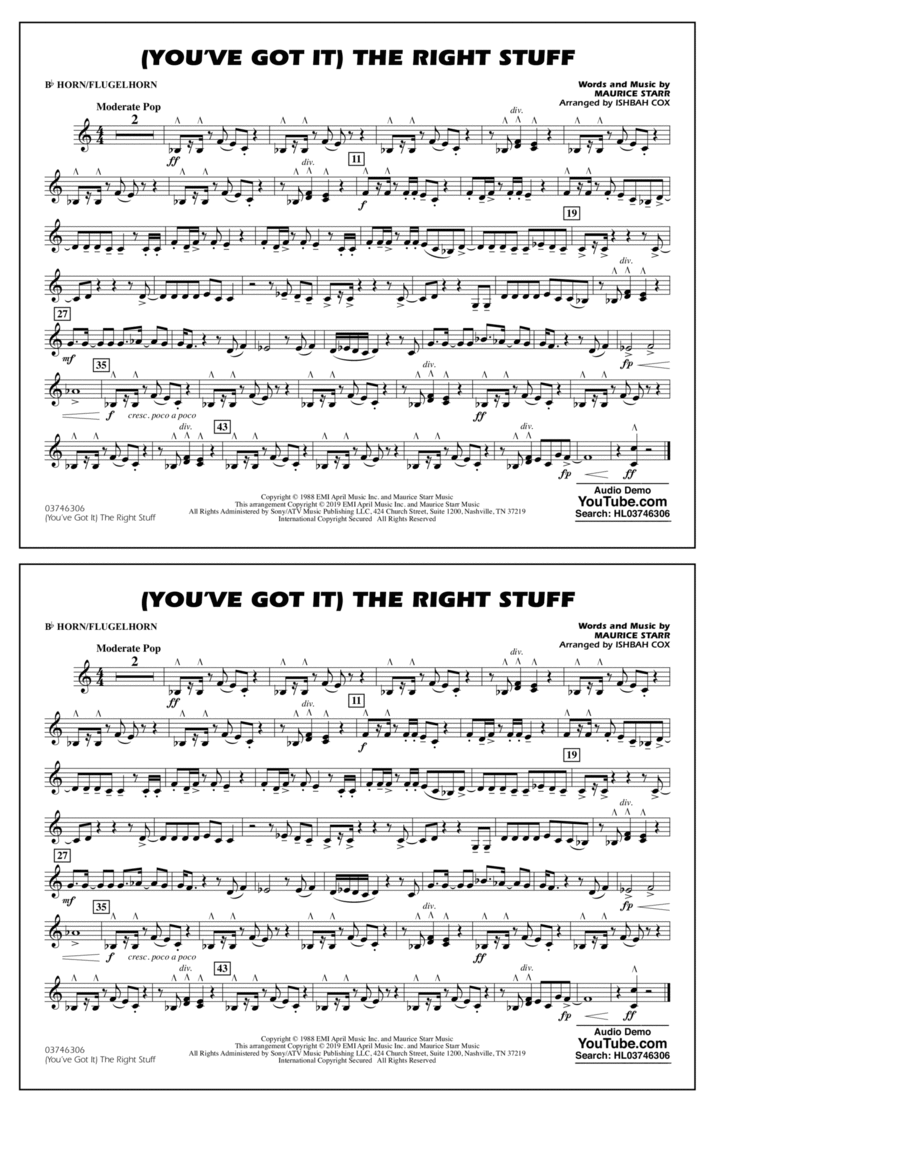 (You've Got It) The Right Stuff (arr. Ishbah Cox) - Bb Horn/Flugelhorn