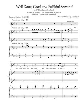 Book cover for Well Done, Good and Faithful Servant (SATB and piano 4 hands) 12 pages.