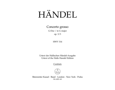 Concerto grosso G major, Op. 3/3 HWV 314