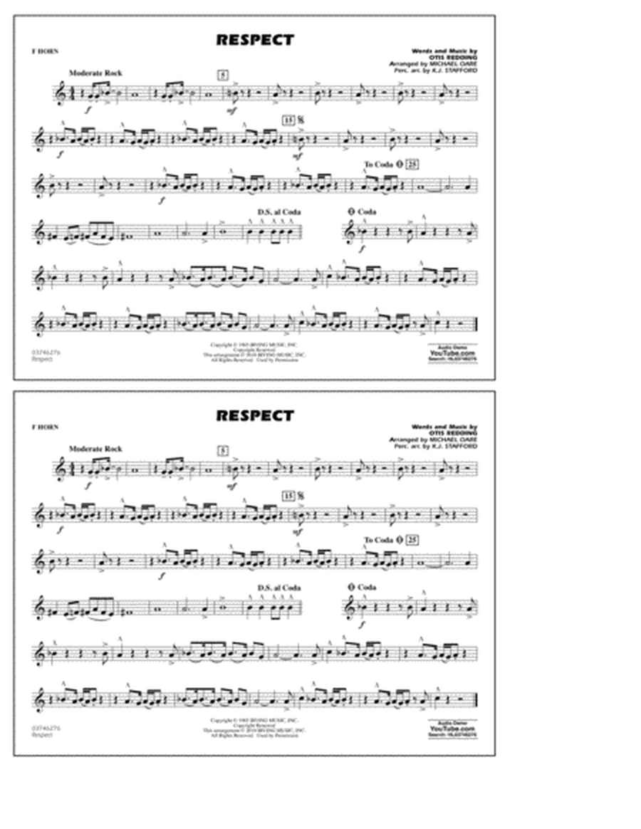 Respect (arr. Michael Oare) - F Horn