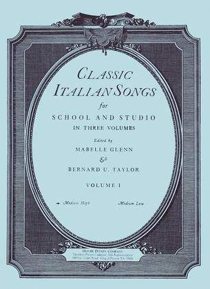Book cover for Classic Italian Songs For School And Studio Volume I Medium High