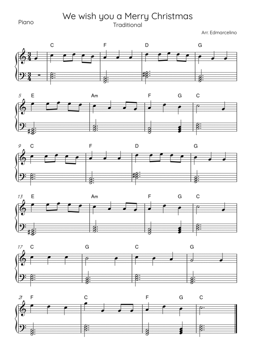 We wish you a Merry Christmas PIANO sheet music image number null