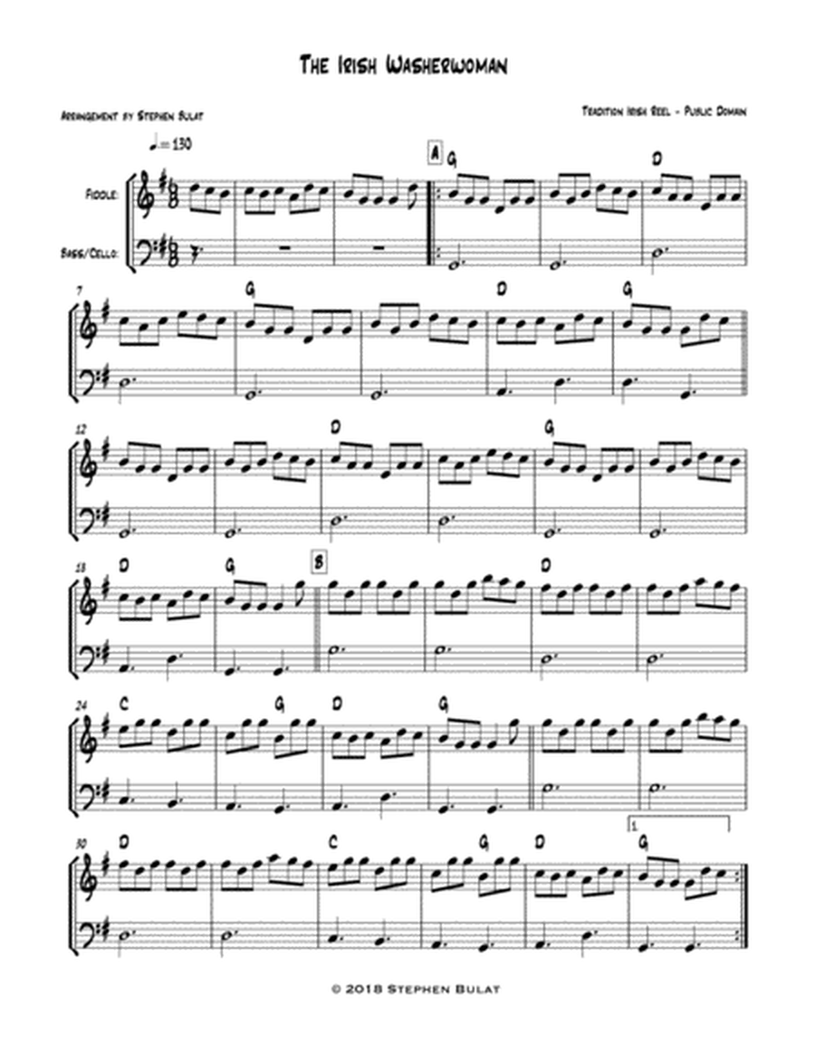 The Irish Washerwoman - arranged for duo or lead sheet (key of G/A)