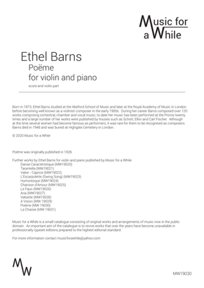Book cover for Ethel Barns - Poëme for violin and piano