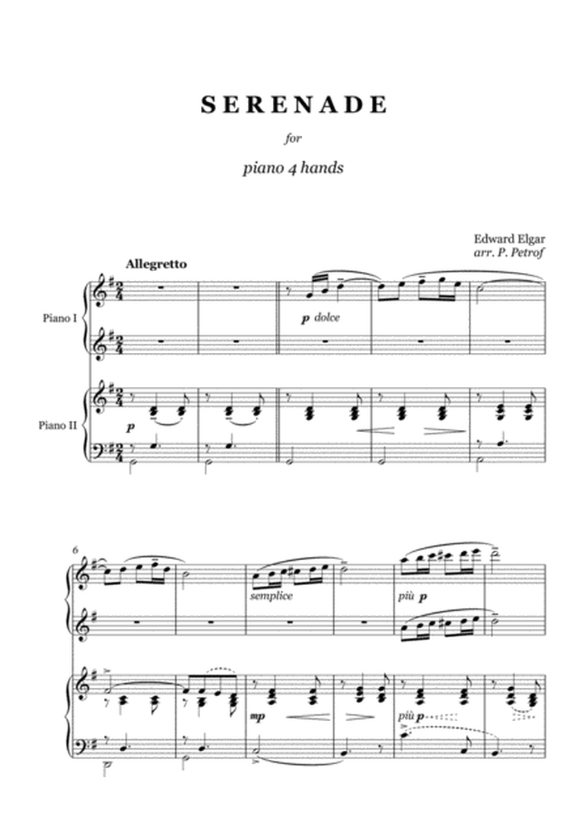 Elgar - Serenade - 1 piano 4 hands, score and parts image number null