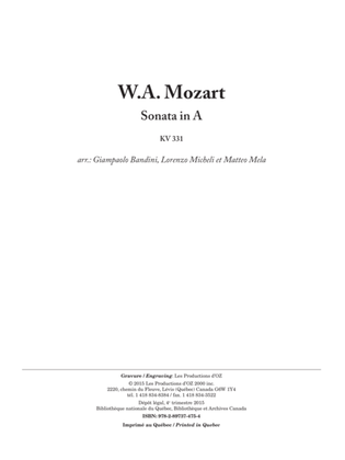 Book cover for Sonata in A, KV 331