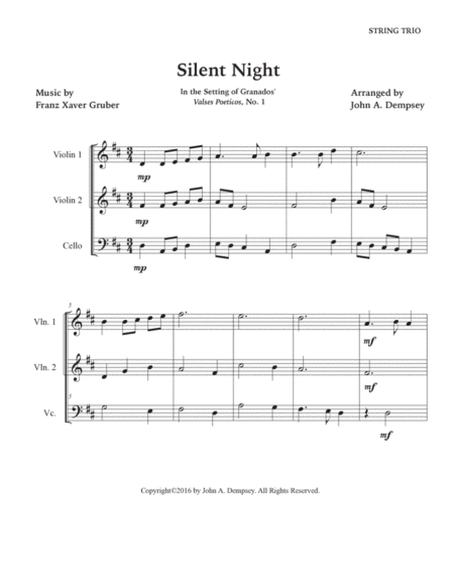 Silent Night (String Trio): Two Violins and Cello image number null