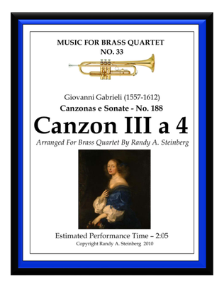 Book cover for Canzon III a 4 - No. 188