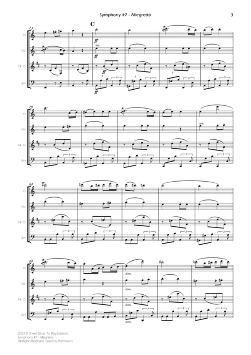 Symphony No.7, Op.92 - Allegretto - Woodwind Quartet (Full Score) - Score Only image number null