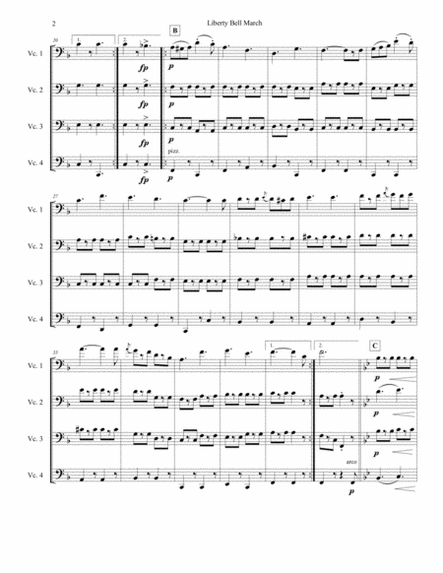 Liberty Bell March by Sousa, arranged for intermediate cello quartet / four cellos