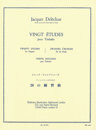Book cover for Vingt Études pour Timbales