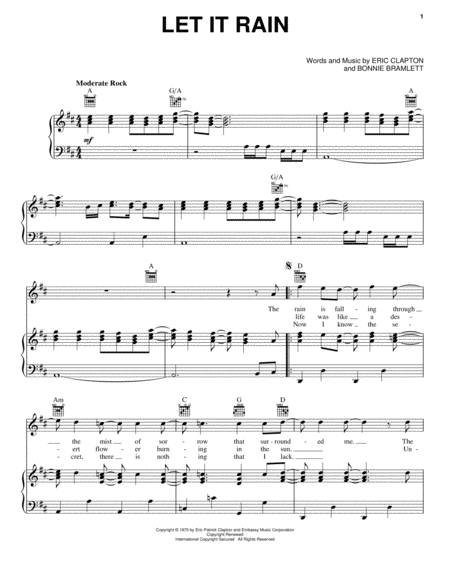 Pretending by Eric Clapton - Piano, Vocal, Guitar - Digital Sheet