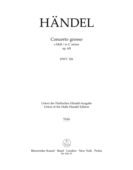 Concerto grosso c minor, Op. 6/8 HWV 326