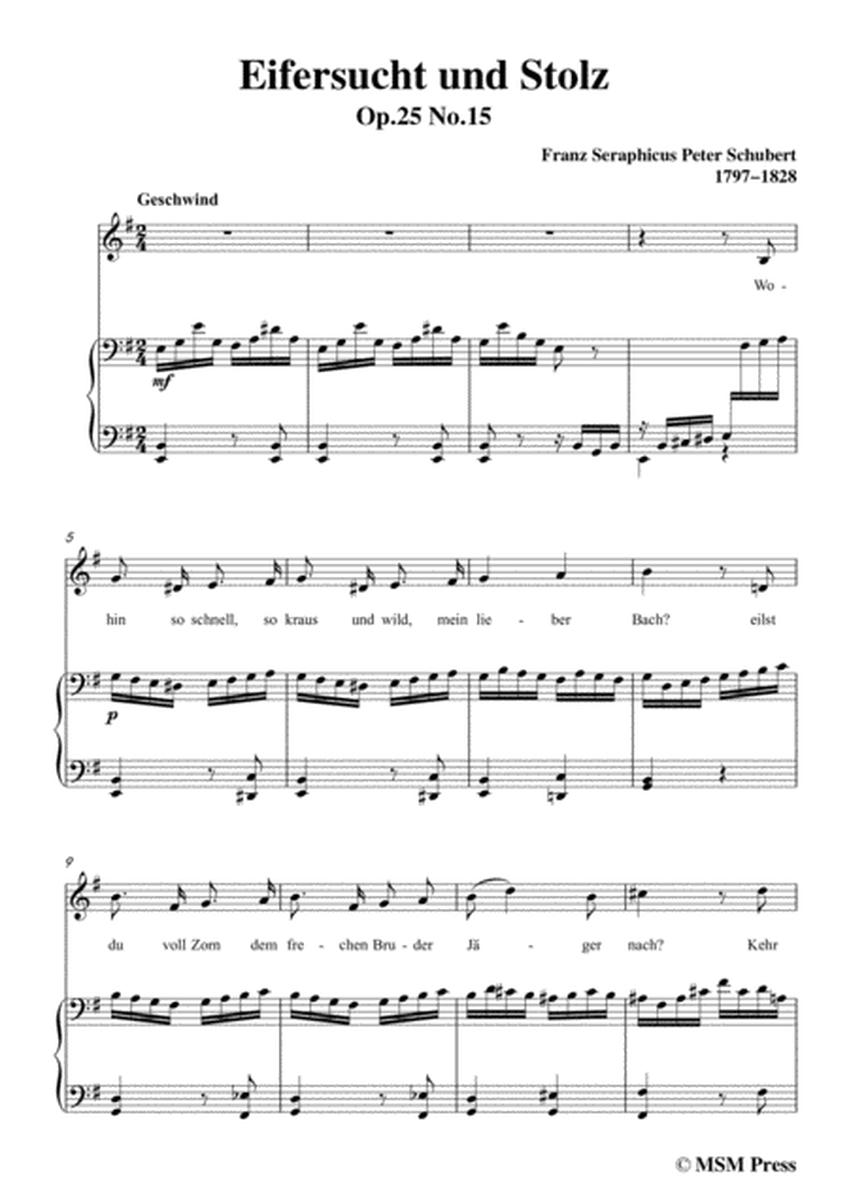 Schubert-Eifersucht und Stolz,from 'Die Schöne Müllerin',Op.25 No.15,in e minor,for Voice&Pno image number null
