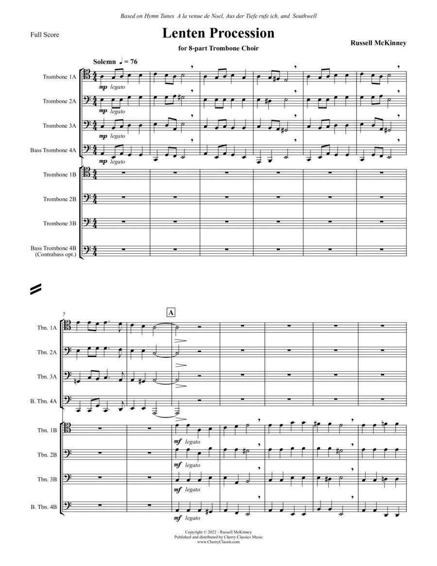 Lenten Procession for 8-part Trombone Choir image number null