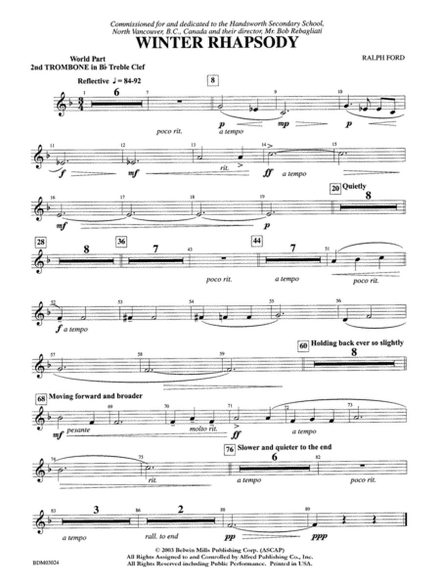 Winter Rhapsody: WP 2nd B-flat Trombone T.C.