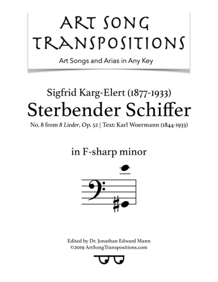 KARG-ELERT: Sterbender Schiffer, Op. 52 no. 8 (transposed to F-sharp minor, bass clef)