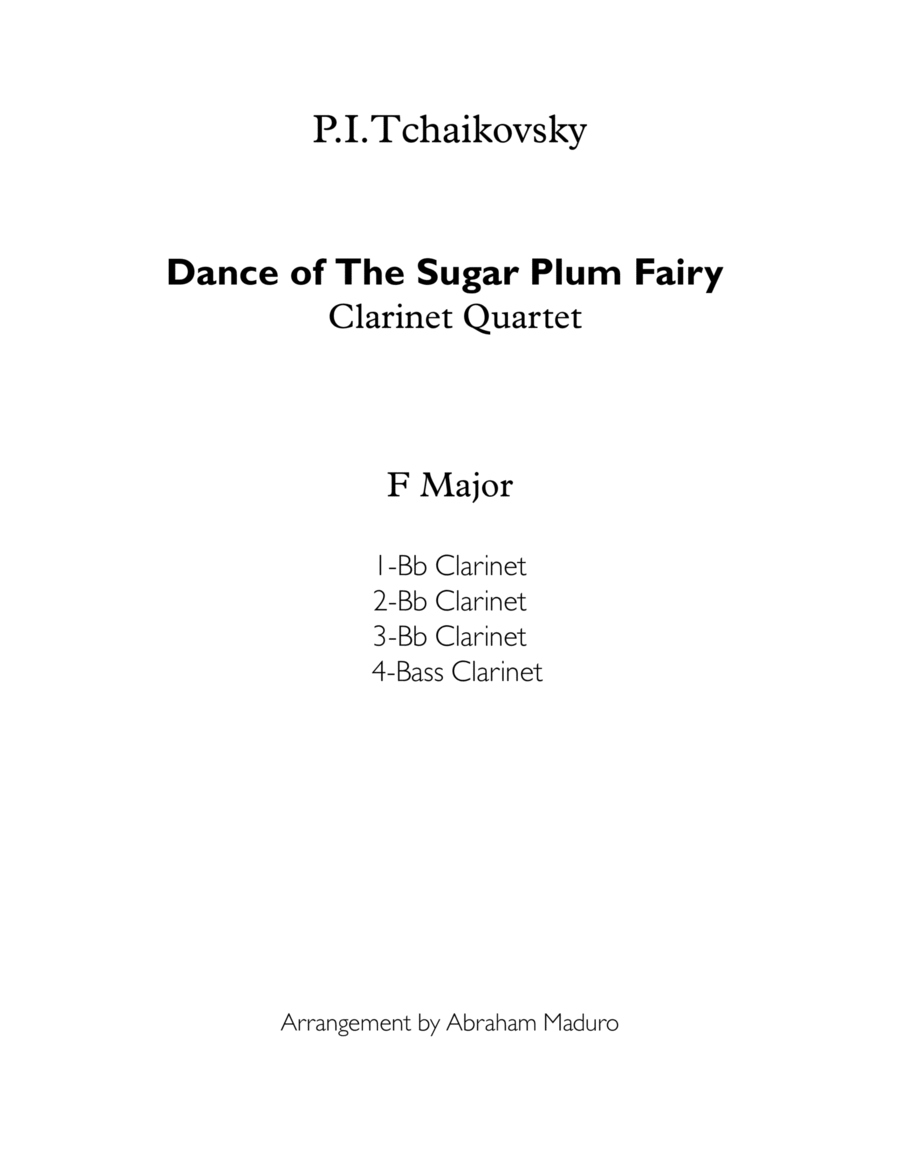 Dance of the Sugar Plum Fairy from Nutcracker Clarinet Quartet image number null