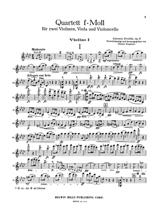 Book cover for Dvorák: Quartet in F Minor, Op. 9