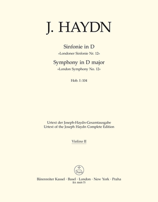 Book cover for Symphony D major Hob. I:104 'London Symphony, No. 12'