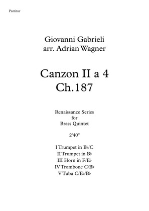 Book cover for Canzon II a 4 Ch.187 (Giovanni Gabrieli) Brass Quintet arr. Adrian Wagner