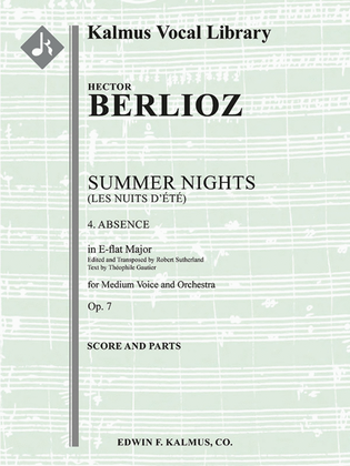 Summer Nights, Op. 7 (Les nuits d'ete): 4. Absence (transposed in Eb)