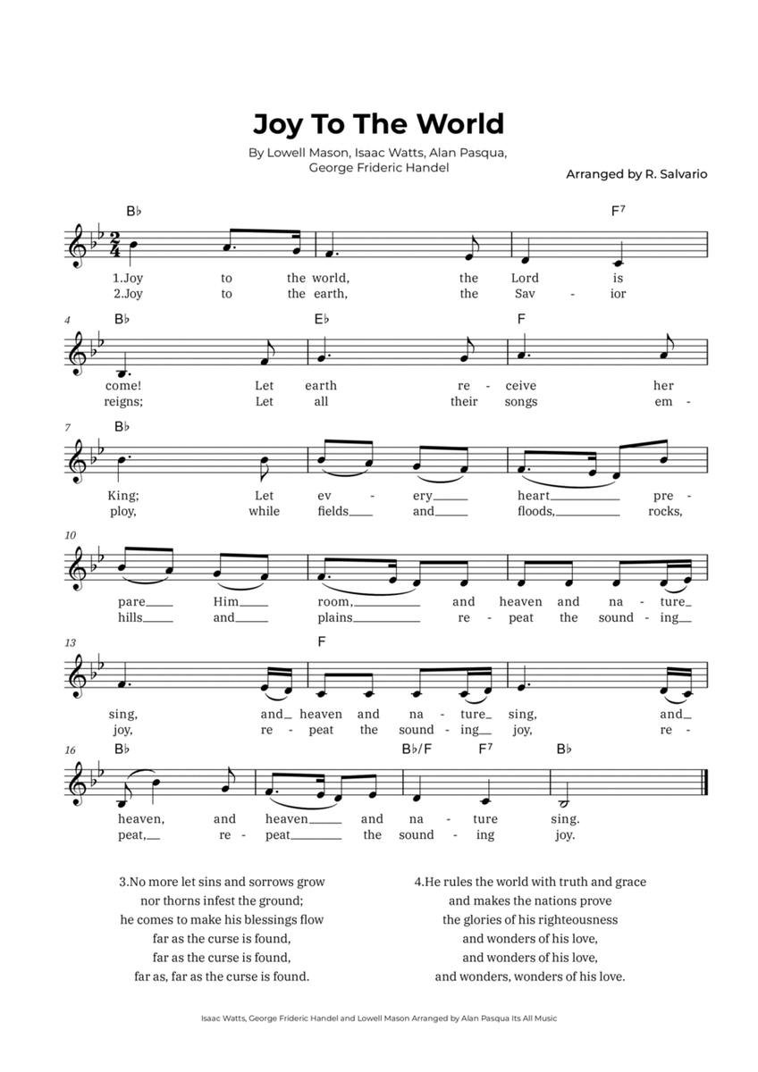 Joy To The World (Key of B-Flat Major) image number null