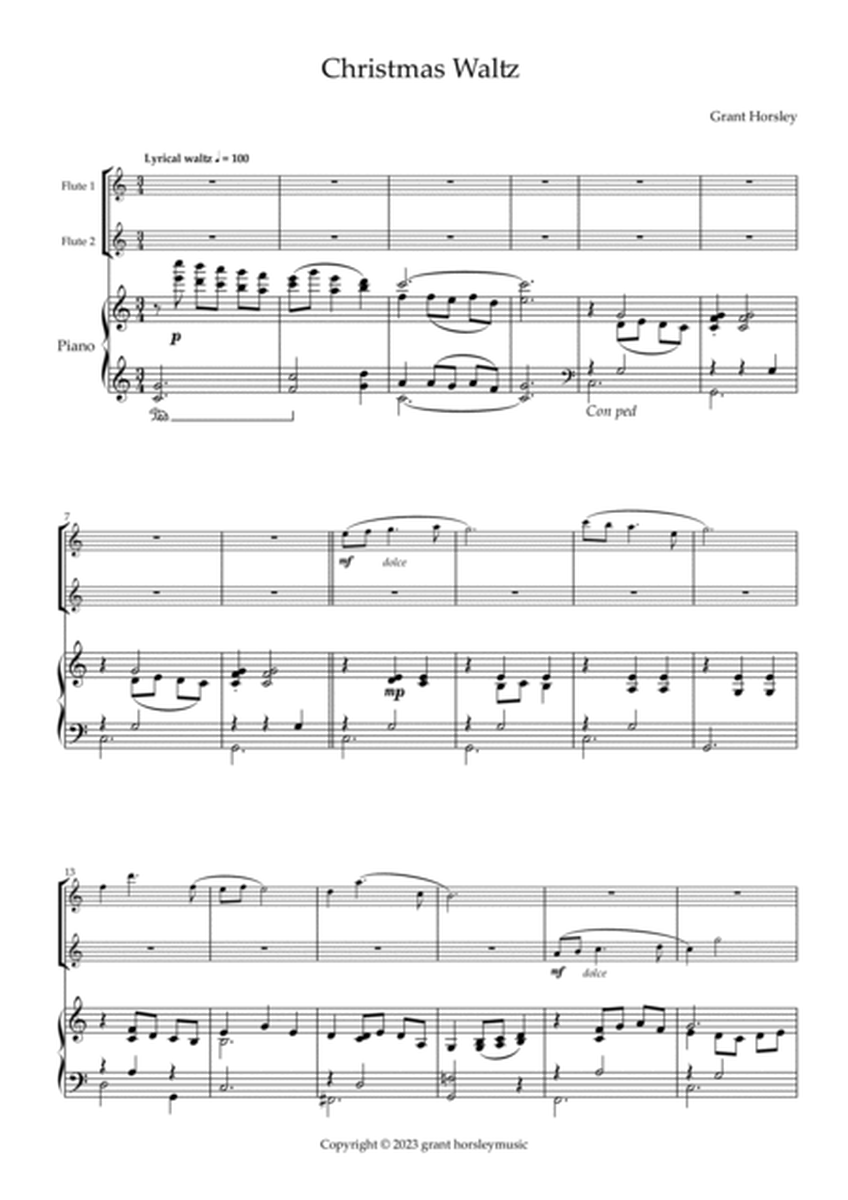 "Christmas Waltz" Original for Flute Duet and Piano. Early Intermediate