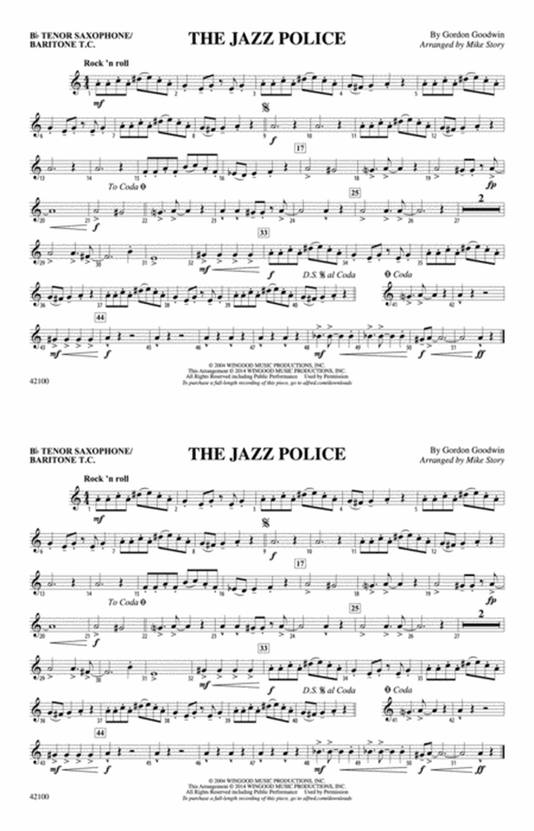 The Jazz Police: Bb Tenor Saxophone/Bartione Treble Clef