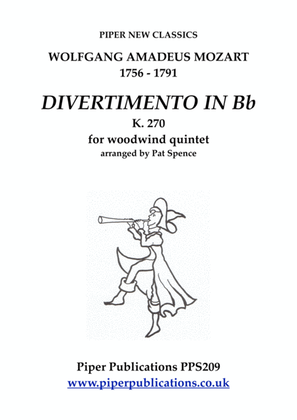 MOZART DIVERTIMENTO IN Bb K. 270 for woodwind quintet