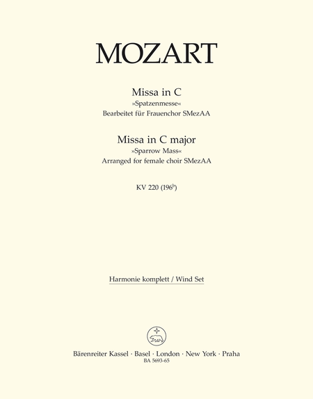 Missa C major K. 220 (196b)  Sparrow Mass  (Arranged for female choir SMezAA)