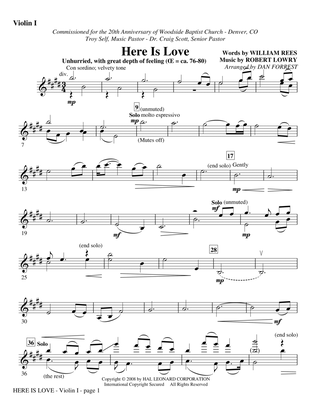 Book cover for Here Is Love - Violin 1