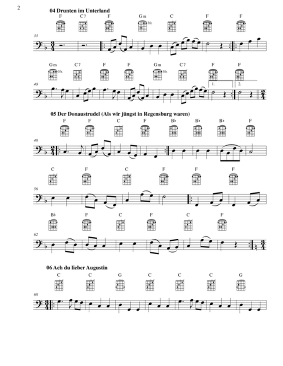 10 Volkslieder - Simple arrangements of 10 German folk songs (bassoon and guitar chords) image number null