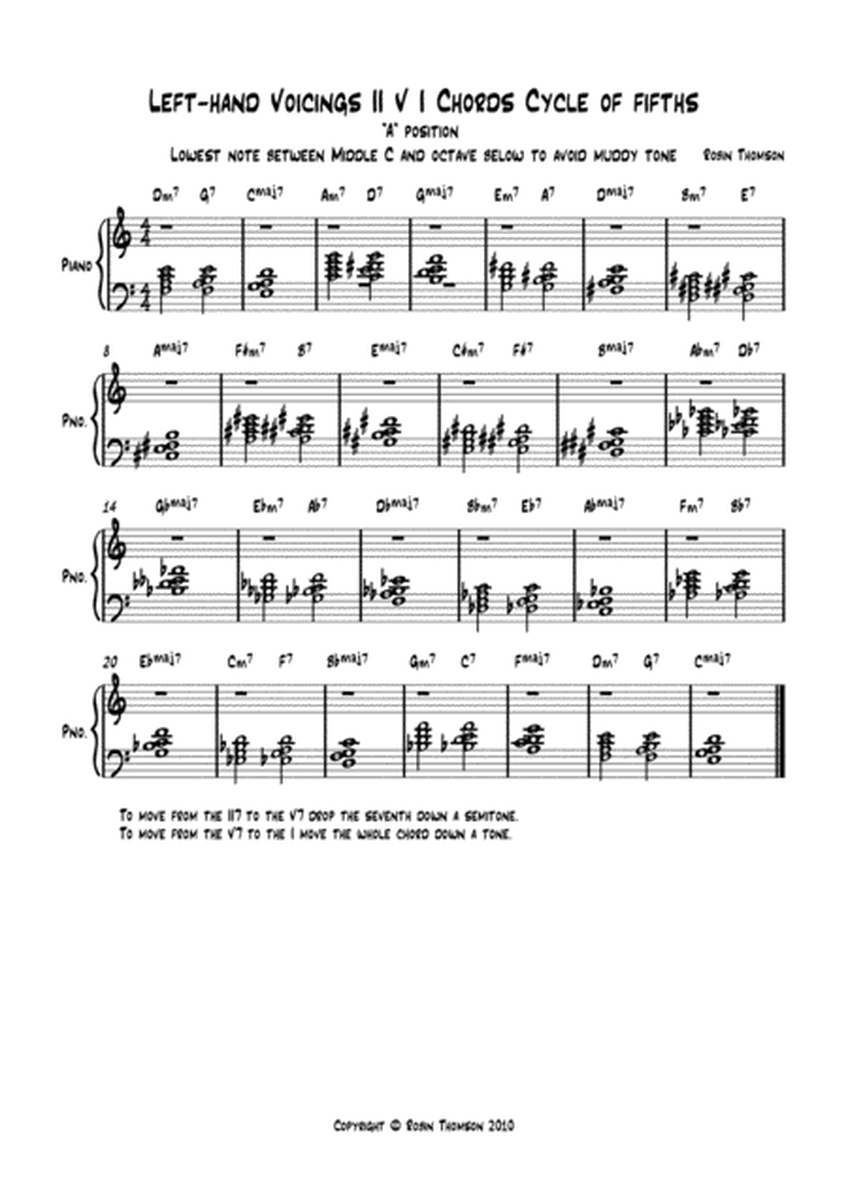 Left-hand Voicings II V I Chords Cycle of fifths - A position - 3rd in bass image number null
