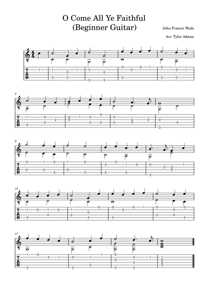 O Come, All Ye Faithful (Beginner Solo Guitar) image number null