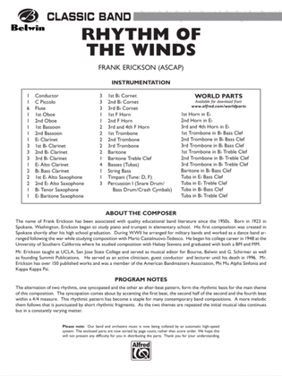 Book cover for Rhythm of the Winds: Score