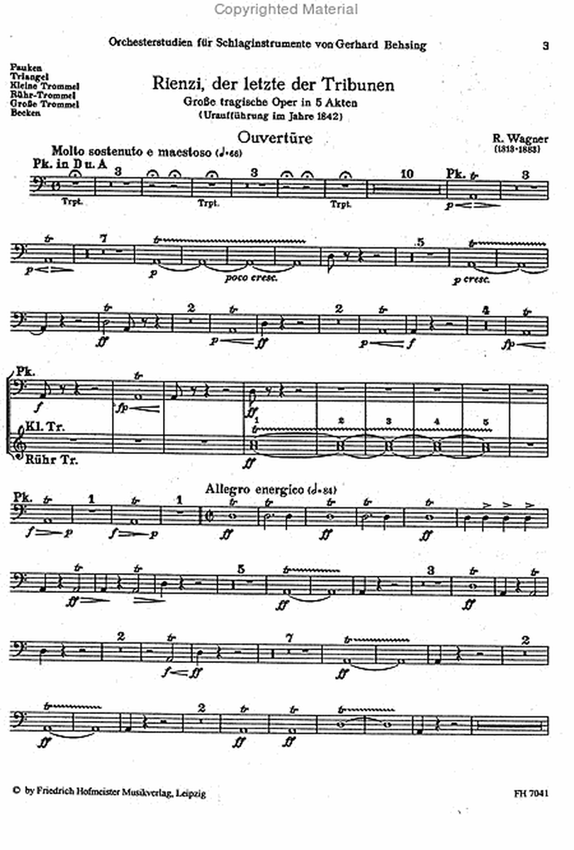 Orchesterstudien fur Schlaginstrumente: Wagner, Heft 1