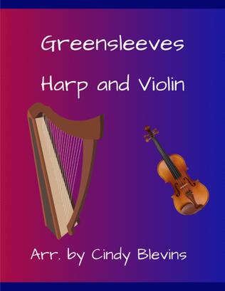 Book cover for Greensleeves, for Harp and Violin