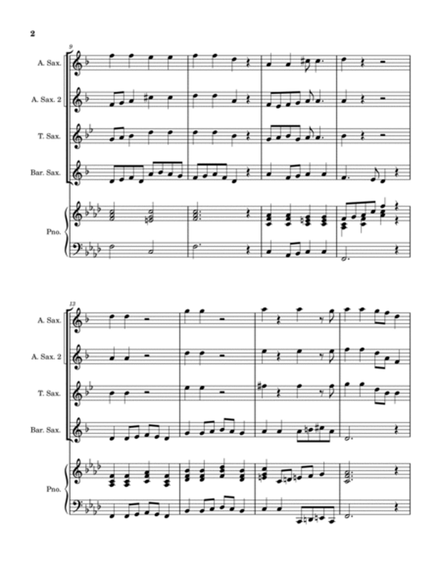 Go Down Moses - saxophone quartet with piano accompaniment - score and parts image number null