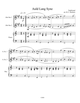 Book cover for Auld Lang Syne (alto sax duet) with optional piano accompaniment