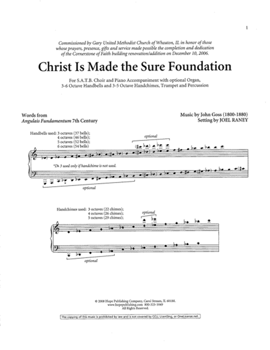 Christ Is Made the Sure Foundation