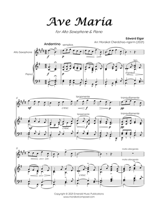 Book cover for AVE MARIA ELGAR for Alto Saxophone & Piano