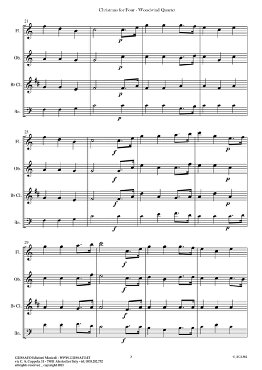 Christmas For Four - Medley for Woodwind Quartet (score & parts) image number null