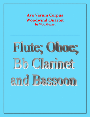 Book cover for Ave Verum Corpus - Mozart - Woodwind Quartet - Intermediate